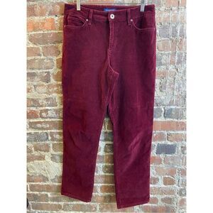 Bandolino Mandie Burgundy Velvet Corduroy Straight Pants Ladies Size 10